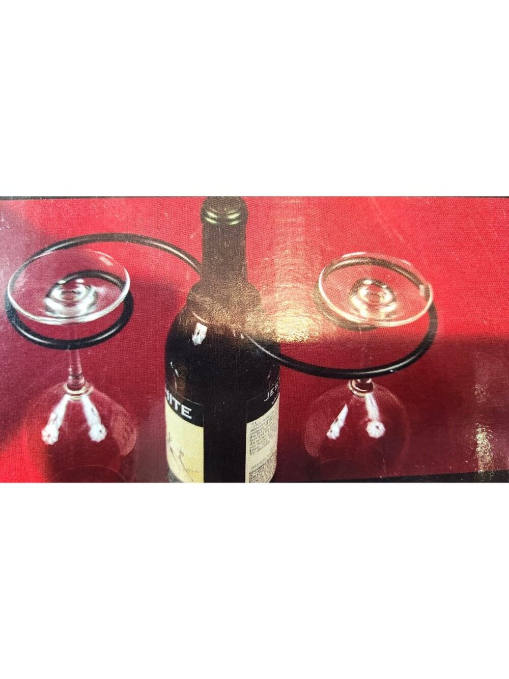 Wine Things Glass Go Round 2-Glass Decorative Caddy, Black Goes over the Wine Bo